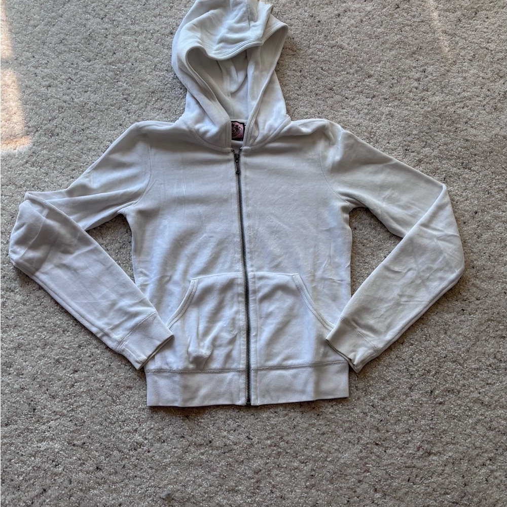 Juicy Couture White velour Zip-Up hoodie Jacket / pants tracksuit set